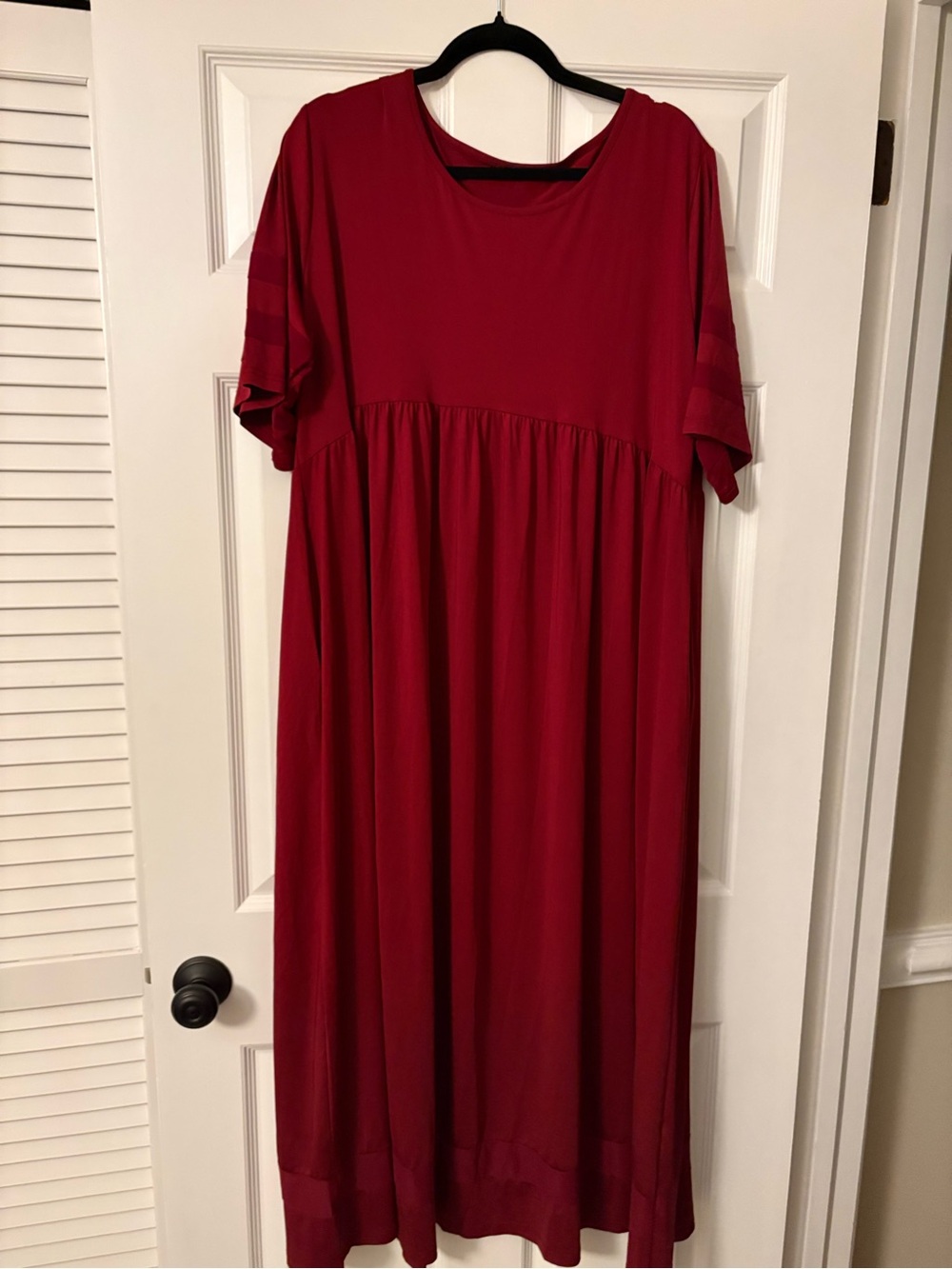 Red Short Sleeve Maxi Dress